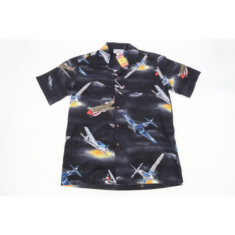 Pacific Legend Mens Medium Vintage Airplane WW2 Bomber Hawaiian‎ Shirt USA New